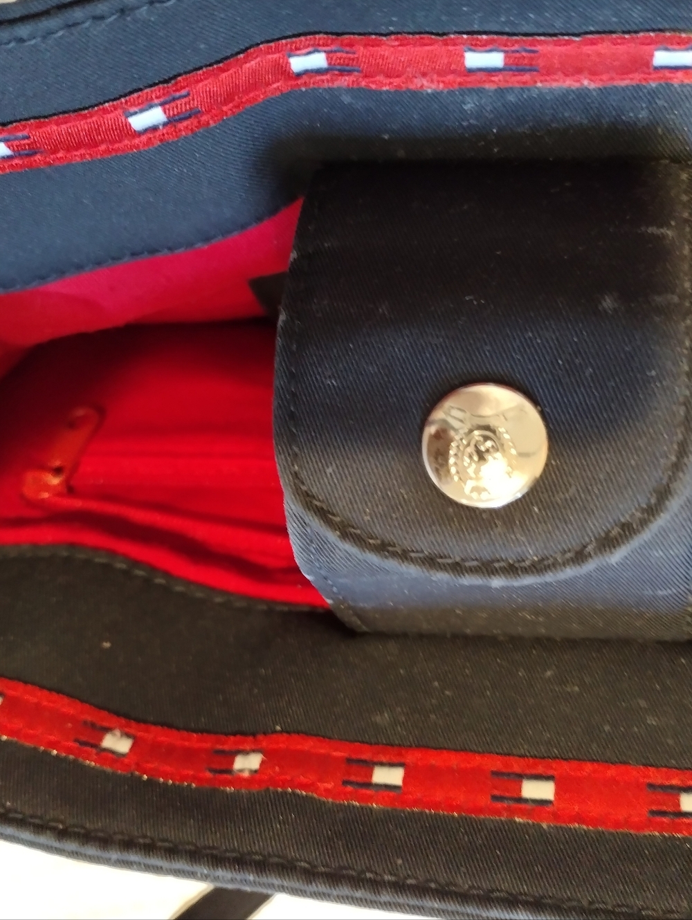 Tommy Hilfiger Navy, Red & White Colorblock Canvas Tote - Picture 3 of 4